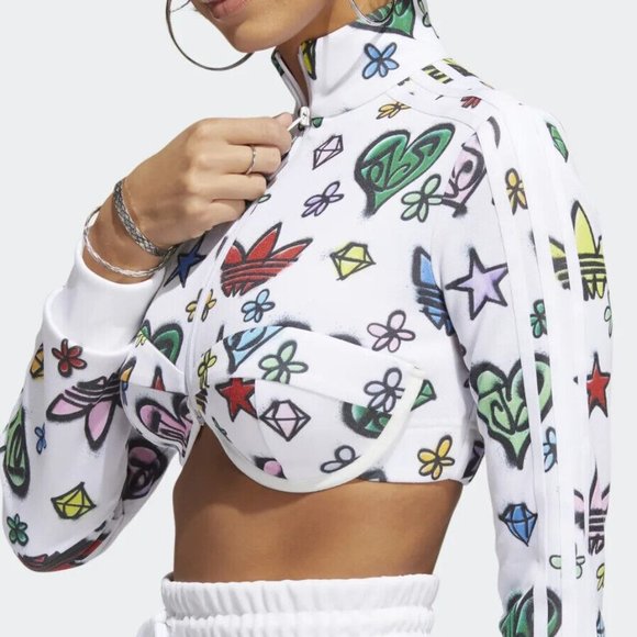 ADIDAS Originals Women's JEREMY SCOTT MONO CROP TRACK TOP Small HL6475 - Picture 1 of 5